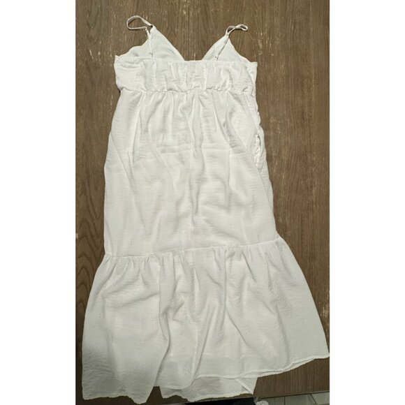 Abercrombie & Fitch XL Tiered Maxi Dress Plunge Cut Out White Pockets Lined Boho - Picture 5 of 12